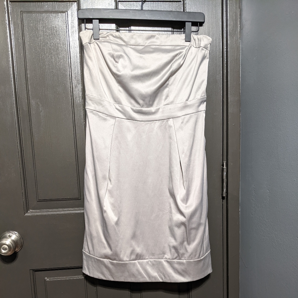 Love Stitch Silver Strapless Cocktail Dress